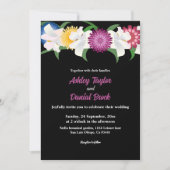 Romantische Schwarze Boho farbenfrohe Rose Blumenh Einladung (Vorderseite)