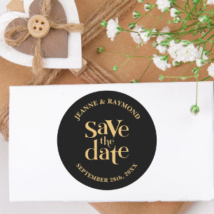 Romantische Schwarze Gold Custom Save the Date Hoc Runder Aufkleber