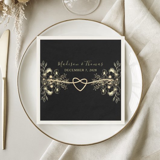 Romantische Schwarze Hochzeit Napkins Serviette