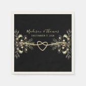 Romantische Schwarze Hochzeit Napkins Serviette (Vorderseite)