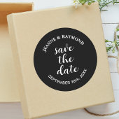 Romantische Schwarze Hochzeit Save the Date Runder Aufkleber