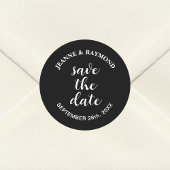 Romantische Schwarze Hochzeit Save the Date Runder Aufkleber