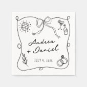 Romantische Schwarze Hochzeit Serviette (Vorderseite)