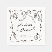 Romantische Schwarze Hochzeit Serviette (Vorderseite)