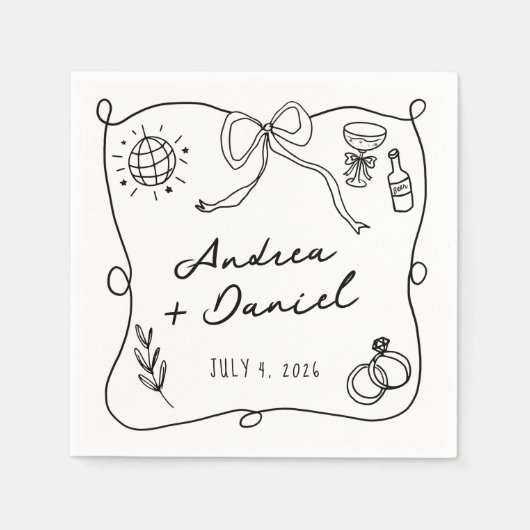 Romantische Schwarze Hochzeit Serviette (Vorderseite)