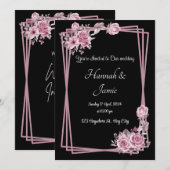 Romantische Schwarze Kalligrafie - Einladung zur H (Vorne/Hinten)