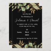 Romantische Schwarze Kalligrafie - Einladung zur H (Vorne/Hinten)