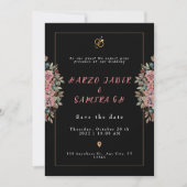 Romantische Schwarze Kalligrafie - Einladung zur H (Vorderseite)