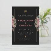 Romantische Schwarze Kalligrafie - Einladung zur H (Stehend Vorderseite)