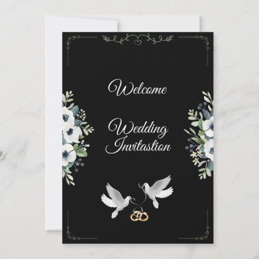 Romantische Schwarze Kalligrafie - Einladung zur H (Rückseite)