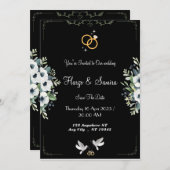 Romantische Schwarze Kalligrafie - Einladung zur H (Vorne/Hinten)