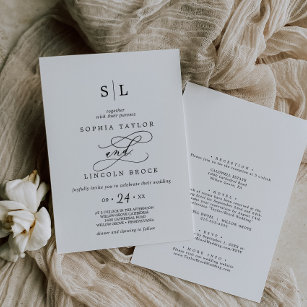 Romantische schwarze Kalligrafie in einer Hochzeit Einladung