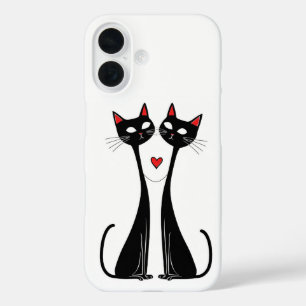 Romantische schwarze Katzen Geschenk für Katzenlie iPhone 16 Hülle