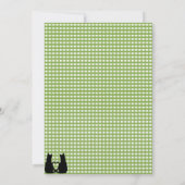 Romantische schwarze Katzen in Tree Green Gingham Einladung (Rückseite)