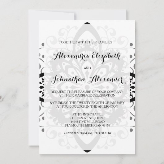 Romantische Schwarze Krawatte Hochzeitseinladungen Einladung (Vorderseite)