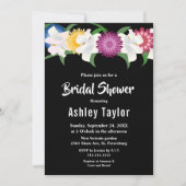 Romantische Schwarze Rose Blumenkohl Brautparty Einladung (Vorderseite)