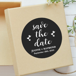 Romantische Schwarze Save The Date Hochzeitsankünd Runder Aufkleber
