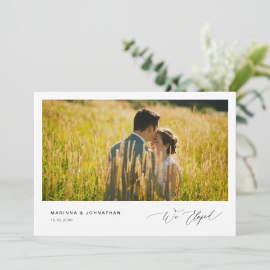 Romantische schwarze Schrift, Hochzeitsfeier Einladung (Stehend Vorderseite)