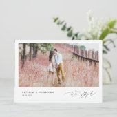 Romantische schwarze Schrift, Hochzeitsfeier Einladung (Stehend Vorderseite)