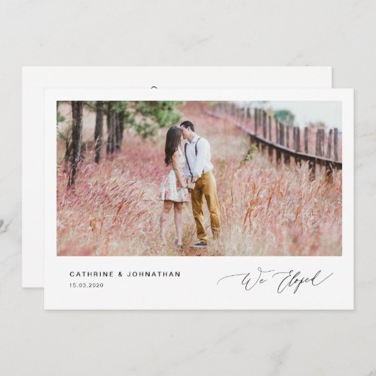 Romantische schwarze Schrift, Hochzeitsfeier Einladung (Vorne/Hinten)