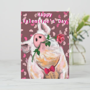Romantische Schweinekarte Funny Valentine's Day Ca
