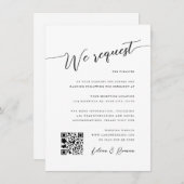 Romantische Script Black & White Hochzeitsempfehlu Einladung (Vorne/Hinten)