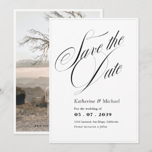 Romantische Script Calligrafy Add Foto Wedding Ger Save The Date