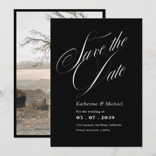 Romantische Script Calligrafy Add Foto Wedding Ger Save The Date