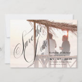 Romantische Script Calligrafy Add Foto Wedding Save The Date (Vorderseite)