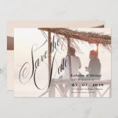 Romantische Script Calligrafy Add Foto Wedding Save The Date (Vorne/Hinten)