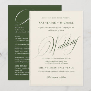 Romantische Script Calligraphy&Details QRcode Wedd Einladung