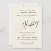 Romantische Script Calligraphy&Details QRcode Wedd Einladung (Vorderseite)