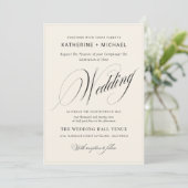 Romantische Script Calligraphy&Details QRcode Wedd Einladung (Stehend Vorderseite)
