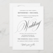 Romantische Script Calligraphy&Details QRcode Wedd Einladung (Vorne/Hinten)