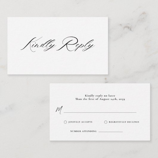 Romantische Script Calligraphy QR Code Wedding RSV Begleitkarte (Vorne/Hinten)