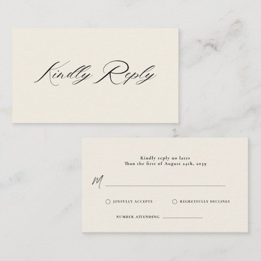 Romantische Script Calligraphy QR Code Wedding RSV Begleitkarte (Vorne/Hinten)