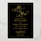 Romantische Script Calligraphy Wedding Gold Folieneinladung (Vorderseite)