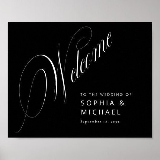 Romantische Script Calligraphy Wedding Welcome Sig Poster (Vorne)