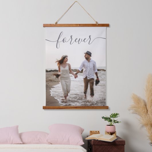 Romantische Script Custom Wedding Foto Leinwand Wandteppich Mit Holzrahmen (Schlafzimmer)