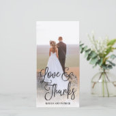 Romantische Script Hochzeit Danke Fotokarte (Stehend Vorderseite)