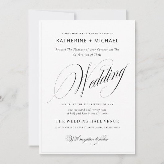 Romantische Script-Kalligrafie Einfache & schicke Einladung (Vorderseite)