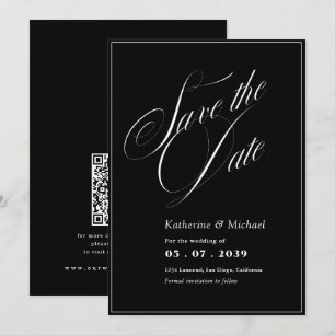 Romantische Script-Kalligrafie QR-Code Hochzeit Save The Date