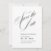 Romantische Script-Kalligrafie QR-Code Hochzeit Save The Date (Vorderseite)