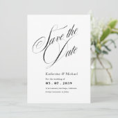 Romantische Script-Kalligrafie QR-Code Hochzeit Save The Date (Stehend Vorderseite)