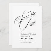 Romantische Script-Kalligrafie QR-Code Hochzeit Save The Date (Vorne/Hinten)