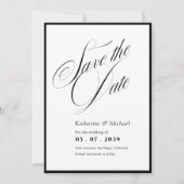 Romantische Script-Kalligrafie QR-Code Hochzeit Save The Date (Vorderseite)