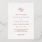 Romantische Script Monogram Initials Wedding Folieneinladung (Vorderseite)