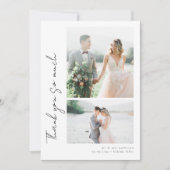 Romantische Script-Multiple-Foto-Hochzeit Dankeskarte (Vorderseite)