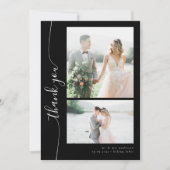 Romantische Script-Multiple-Foto-Hochzeit Dankeskarte (Vorderseite)