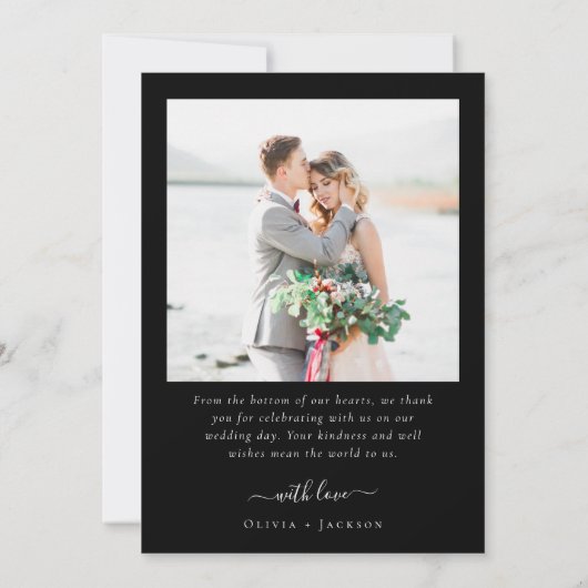 Romantische Script-Multiple-Foto-Hochzeit Dankeskarte (Rückseite)